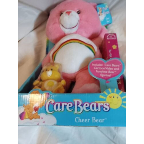 NWT 2002 Play Along Care Bears CHEER BEAR Plush w/VHS TAPE & Funshine Keychain - Picture 5 of 5